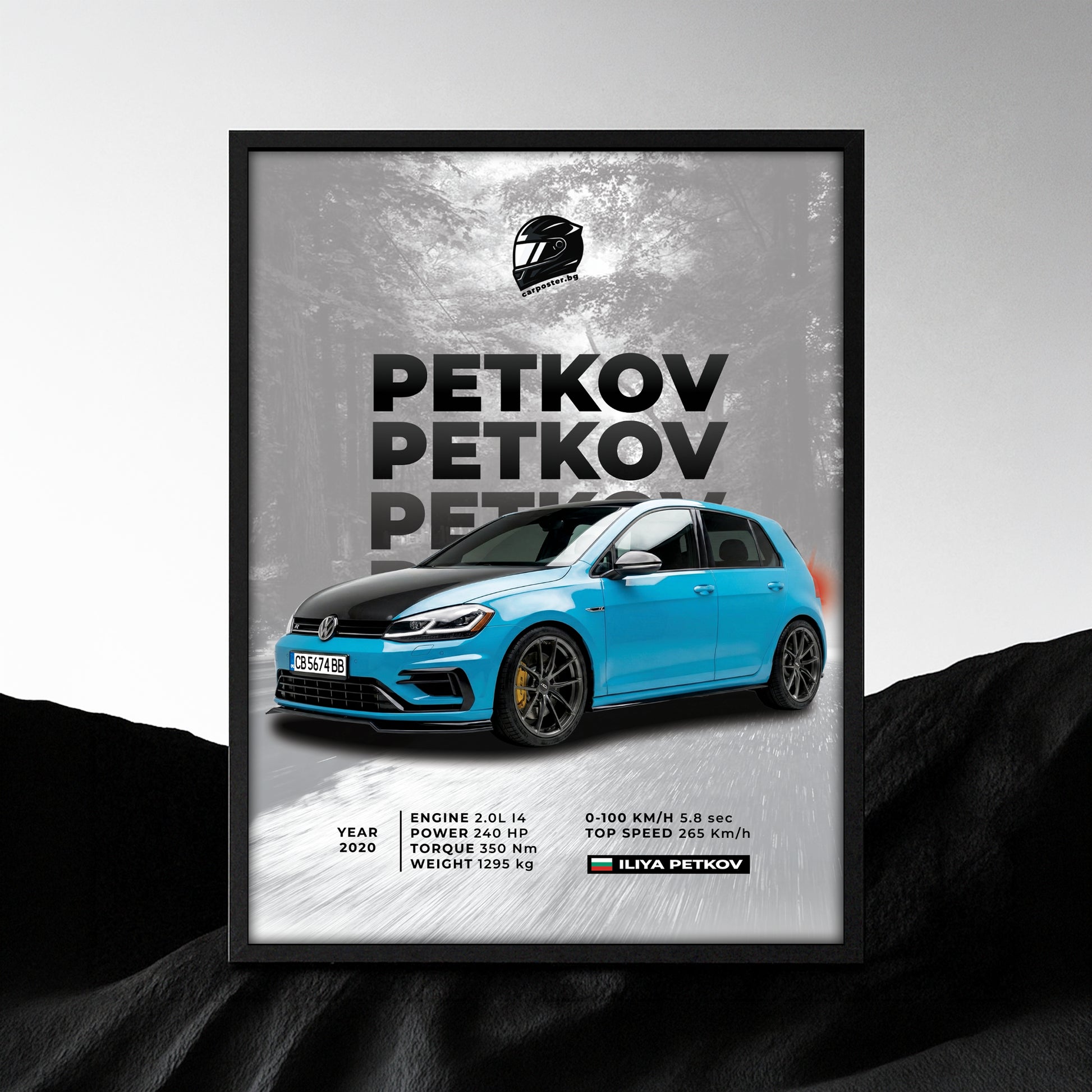 Идеалният подарък за автомобилен фен - автопостер по снимка на Фолксваген Голф