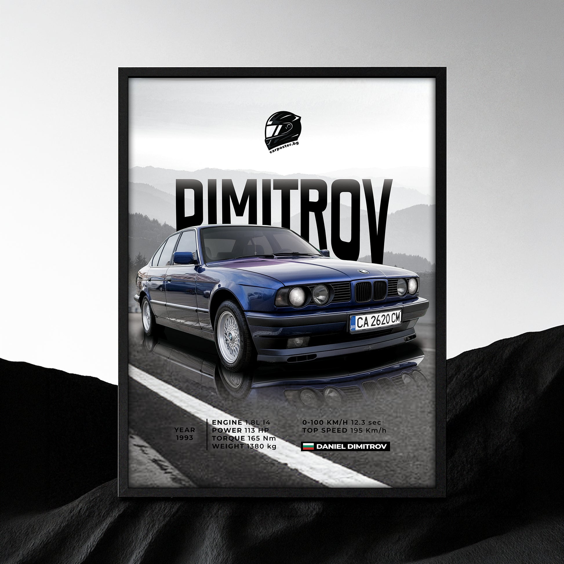 Интересен подарък за колега автоманиак - автопостер на BMW E34.