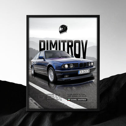 Интересен подарък за колега автоманиак - автопостер на BMW E34.