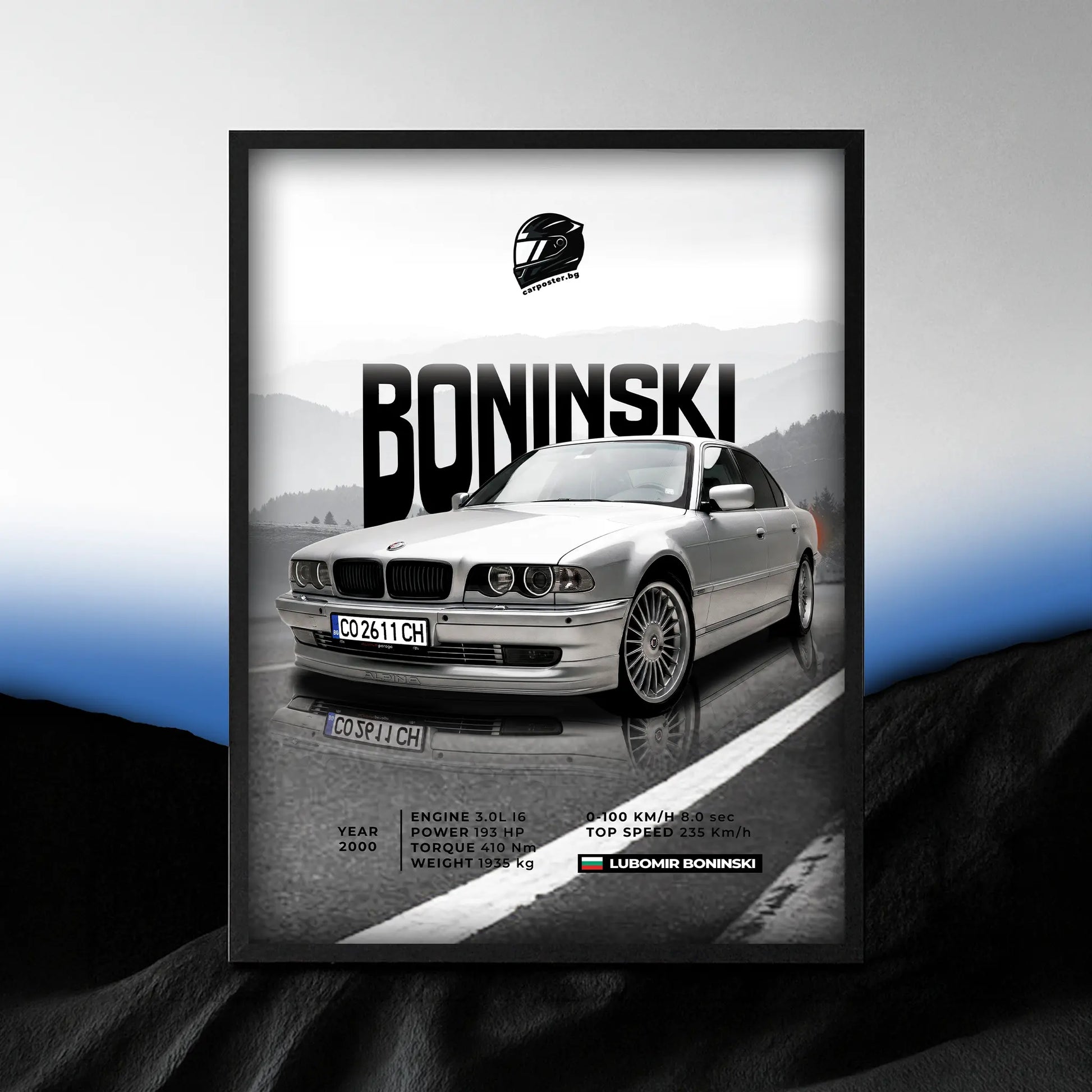 Най-добрият избор за подарък на мъж - автопостер по снимка на BMW 7 Серия